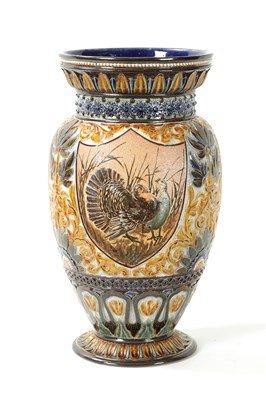 Lot 42 - A FINE LATE 19TH CENTURY LARGE DOULTON LAMBETH OVOID VASE DECORATED BY 'FLORENCE BARLOW'