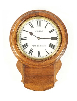 Lot 662 - J. BANK, PORT DINORWIC. A LATE 19TH CENTURY 14” DIAL FUSEE WALL CLOCK