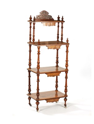 Lot 37 - A VICTORIAN WALNUT INLAID WHATNOT
