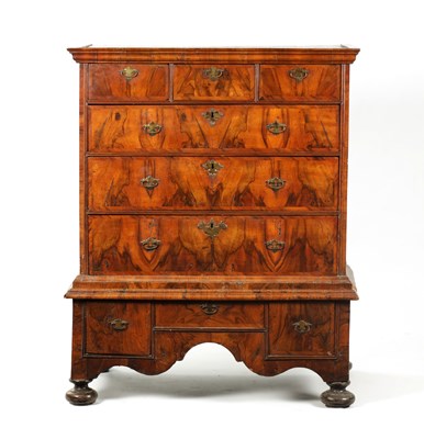 Lot 1488 - AN EARLY 18TH CENTURY WALNUT CHEST ON STAND