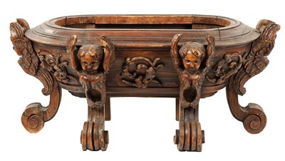 Lot 1486 - A 19TH-CENTURY CARVED FRUITWOOD ITALIAN OPEN CELLARETTE