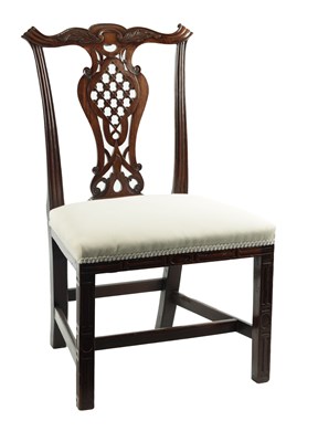 Lot 1501 - A GEORGE III MAHOGANY CHIPPENDALE STYLE SIDE CHAIR