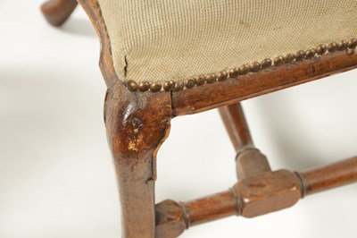 Lot 1409 - A MATCHED PAIR OF GEORGE I WALNUT SIDE CHAIRS OF SMALL SIZE