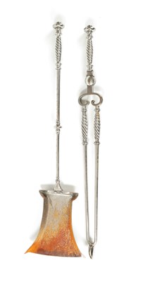 Lot 388 - A SET OF TWO COUNTRY HOUSE GEORGIAN STEEL FIRE IRONS