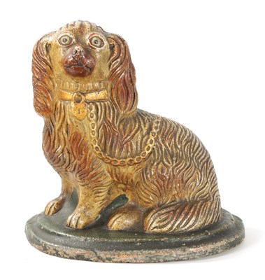 Lot 60 - A LARGE 19TH CENTURY SALT GLAZE SCULPTURE OF A SPANIEL