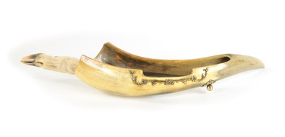 Lot 361 - A 19TH CENTURY HORN PEN-TRAY AND MATCHING LETTER OPENER