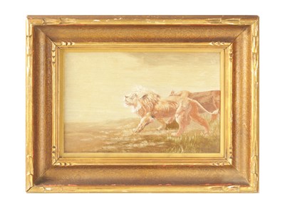 Lot 93 - A JAPANESE MEIJI PERIOD SILK DEPICTING A LION AND LIONESS