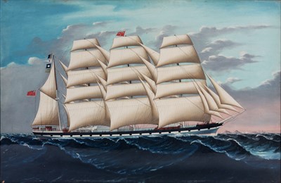 Lot 388 - A LARGE 19TH CENTURY WATERCOLOUR OF A CLIPPER...