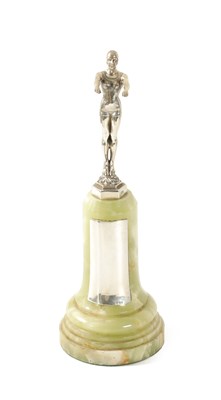 Lot 452 - A FINE ART DECO SILVER AND ONYX SET TROPHY FIGURE OF A DIVER