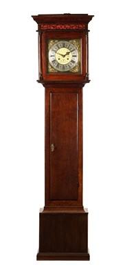 Lot 682 - RANDLE MADDOCK, LEEK. A MID 18TH CENTURY OAK 30 HOUR LONGCASE CLOCK