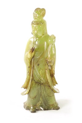 Lot 83 - A CHINESE CARVED GREEN JADE GEISHA