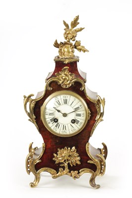 Lot 1535 - A 19TH CENTURY FRENCH TORTOISESHELL AND ORMOLU MOUNTED MANTEL CLOCK