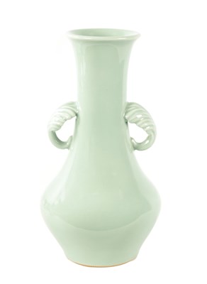 Lot 76 - A LARGE JAPANESE MEIJI PERIOD PALE GREEN CELADON GLAZE VASE BY MAKUZU KOZAN