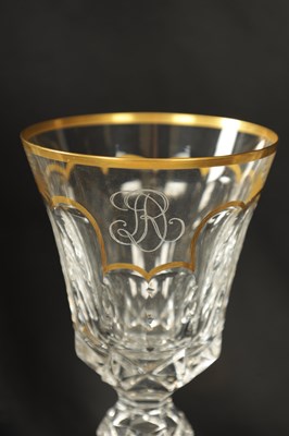 Lot 14 - A SET OF FOUR ST LOUIS CRYSTAL CUT GLASS WINE GLASSES