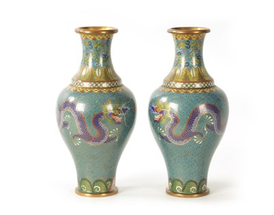Lot 73 - A PAIR OF 20TH CENTURY CHINESE CLOISONNÉ ENAMEL VASES
