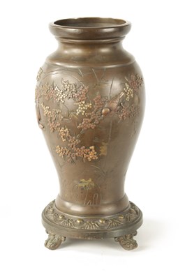 Lot 147 - A JAPANESE MEIJI PERIOD BRONZE MIXED METAL LAMP BASE
