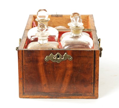 Lot 338 - AN EARLY 18TH CENTURY INLAID YEW WOOD VENEERED DECANTER BOX