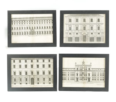 Lot 34 - A SET OF FOUR ITALIN PRINTS OF BUILDING FACADES