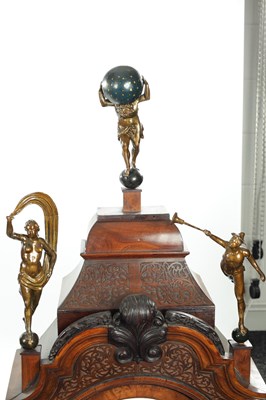 Lot 1226 - THOMAS CROFTS, LEEDES. AN 18TH CENTURY FIGURED WALNUT, MARQUETRY INLAID AND CHEQUERBAND STRUNG EIGHT DAY LONGCASE CLOCK