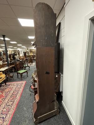 Lot 1226 - THOMAS CROFTS, LEEDES. AN 18TH CENTURY FIGURED WALNUT, MARQUETRY INLAID AND CHEQUERBAND STRUNG EIGHT DAY LONGCASE CLOCK