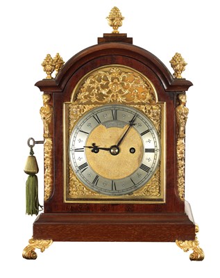 Lot 1219 - GOLDSMITHS & SILVERSMITHS CO. LONDON. A SMALL LATE 19TH CENTURY ORMOLU MOUNTED MAHOGANY DOUBLE FUSEE BRACKET CLOCK