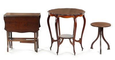 Lot 93 - THREE EDWARDIAN MAHOGANY TABLES