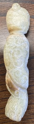Lot 501 - A CHINESE CARVED JADE RELIGIOUS FIGURE