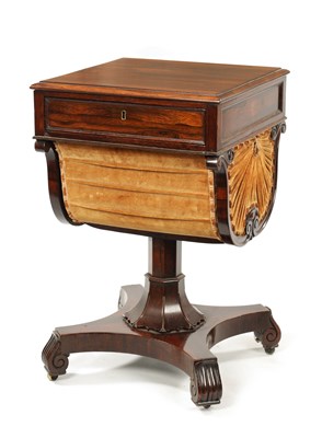 Lot 1441 - GILLOWS LANCASTER. A WILLIAM IV ROSEWOOD WORK/WRITING TABLE