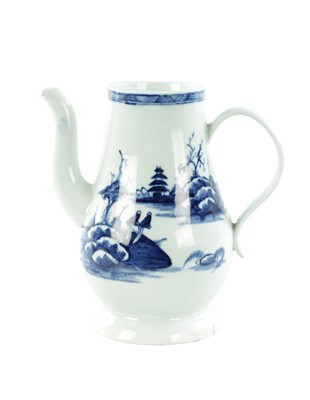 Lot 82 - A CHAFFERS LIVERPOOL BLUE AND WHITE PORCELAIN COFFEE POT