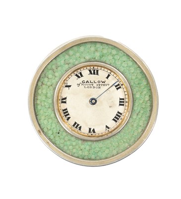 Lot 1354 - A SILVER AND SHAGREEN TRAVELLING STRUT CLOCK THOMAS CALLOW & SON LONDON 1914