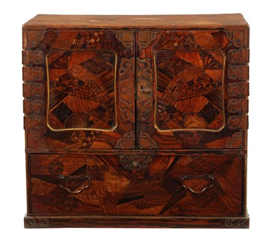 Lot 575 - A JAPANESE MEIJI PERIOD INLAID COLLECTOR'S CABINET OF LARGE SIZE