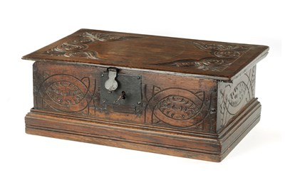 Lot 1301 - A LATE 17TH CENTURY CARVED OAK DEED BOX