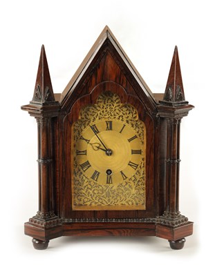 Lot 1247 - VINER, LONDON. A SMALL LATE REGENCY ENGLISH ROSEWOOD FUSEE MANTEL CLOCK