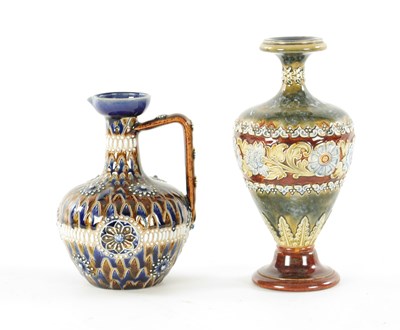 Lot 467 - TWO 19TH CENTURY DOULTON LAMBETH STONEWARE VASES