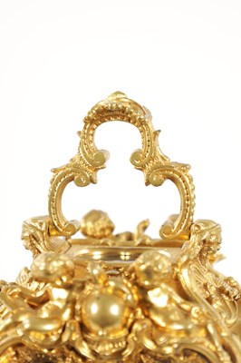 Lot 1272 - GROHE, PARIS. A FINE AND RARE MID 19TH CENTURY FRENCH CAST GILT BRASS ROCOCO REPEATING PETITE SONNERIE CARRIAGE CLOCK