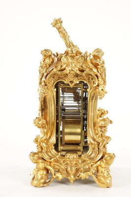 Lot 1272 - GROHE, PARIS. A FINE AND RARE MID 19TH CENTURY FRENCH CAST GILT BRASS ROCOCO REPEATING PETITE SONNERIE CARRIAGE CLOCK