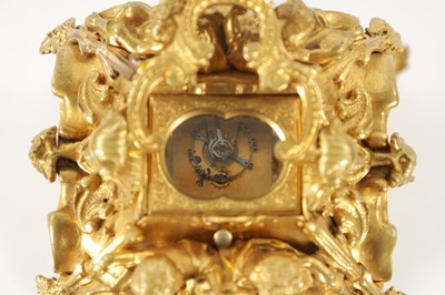 Lot 1272 - GROHE, PARIS. A FINE AND RARE MID 19TH CENTURY FRENCH CAST GILT BRASS ROCOCO REPEATING PETITE SONNERIE CARRIAGE CLOCK