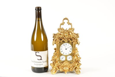 Lot 1272 - GROHE, PARIS. A FINE AND RARE MID 19TH CENTURY FRENCH CAST GILT BRASS ROCOCO REPEATING PETITE SONNERIE CARRIAGE CLOCK