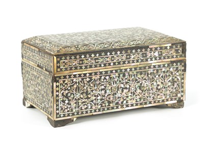 Lot 504 - A RARE 17TH/18TH CENTURY INDO PORTUGUESE INLAID CASKET