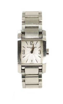 Lot 639 - A LADIES STEEL BAUME & MERCER QUARTZ WRISTWATCH