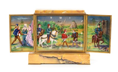 Lot 1224 - HENRI DITISHEIM. A GOOD QUALITY SWISS POLYCHROME ENAMELLED MANTEL CLOCK
