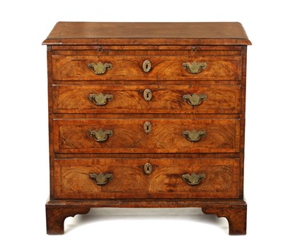 Lot 1489 - AN EARLY 18TH CENTURY WALNUT CHEST OF SMALL  PROPORTIONS