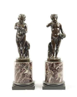 Lot 972 - A PAIR OF 19TH CENTURY FIGURAL BRONZES
