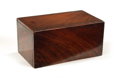 Lot 1063 - A GEORGE III FIGURED ELM CANDLE BOX OF FINE COLOUR AND PATINA