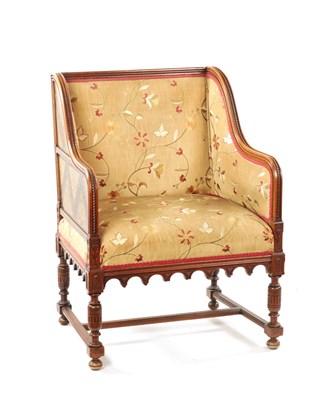 Lot 1438 - A FINE LATE 19TH CENTURY INLAID WALNUT AESTHETIC PERIOD CHAIR IN THE MANNER WILLIAM MORRIS