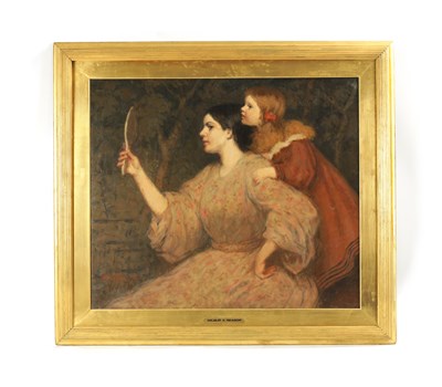 Lot 1119 - WILBUR AARON REASER (1860-1942) A LATE 19TH CENTURY PRE-RAPHAELITE STYLE OIL ON CANVAS ENTITLED ON REVERSE MOTHER AND CHILD