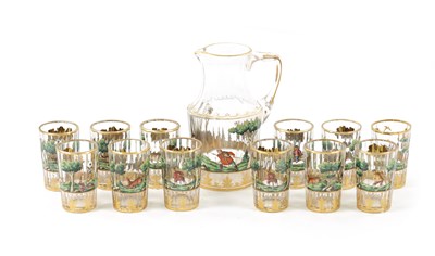 Lot 460 - A LATE 19TH CENTURY BOHEMIAN GLASS AND ENAMEL DRINKS SET