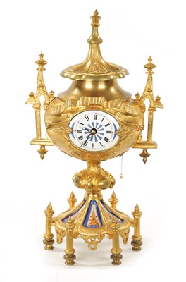 Lot 1334 - A LATE 19TH CENTURY FRENCH ORMOLU AND PORCELAIN PANELLED MANTEL CLOCK