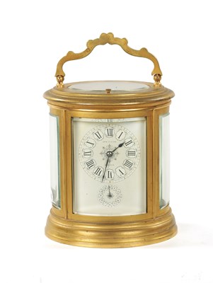 Lot 1264 - RICHARD ET CIE, PARIS. A LARGE LATE 19TH CENTURY FRENCH OVAL REPEATING CARRIAGE CLOCK