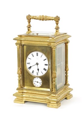 Lot 1242 - A LATE 19TH CENTURY GRAND SONNERIE REPEATING CARRIAGE CLOCK WITH ALAR